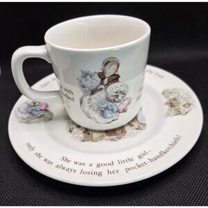 Wedgewood Beatrix Potter Design Mrs. Tiggy Winkle Cup and Saucer Set Excellent